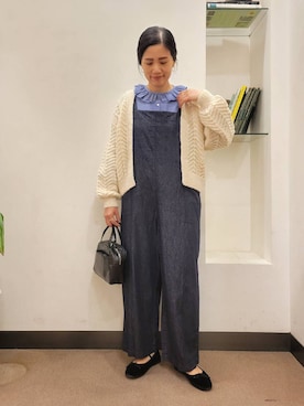 「骨格ウェーブ」｜「アイテム（オールインワン・サロペット）」を使った、浪口　絵美さん（レディース・164cm）の秋コーディネート