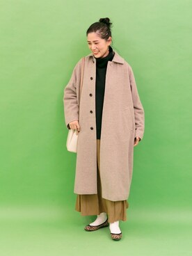 「URTECH」｜「アイテム（ステンカラーコート）」を使った、emiinamiiさん（レディース・164cm）の冬コーディネート