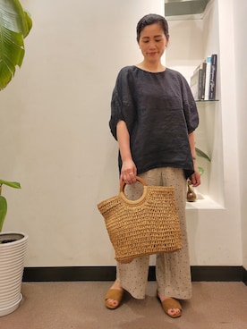 「ドットパンツ」｜浪口　絵美さん（レディース・164cm）の夏コーディネート