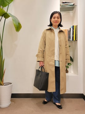 「URBAN RESEARCH DOORS WOMENS」｜「アイテム（ステンカラーコート）」を使った、浪口　絵美さん（レディース・164cm）の春コーディネート