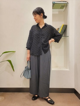 「URBAN RESEARCH DOORS（アーバンリサーチドアーズ）のスクエアトゥリボンミュール（サンダル）」を使った、浪口　絵美さん（レディース・164cm）の秋コーディネート