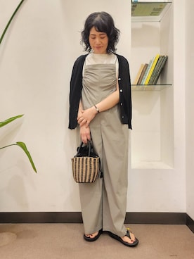 「骨格ウェーブ」｜「アイテム（オールインワン・サロペット）」を使った、emiinamiiさん（レディース・164cm）の夏コーディネート