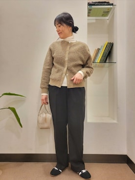 「アイテム（ボストンバッグ）」を使った、浪口　絵美さん（レディース・164cm）の秋コーディネート