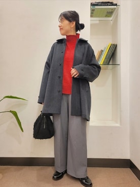 「アイテム（ステンカラーコート）」を使った、浪口　絵美さん（骨格ウェーブ・レディース・164cm）の冬コーディネート