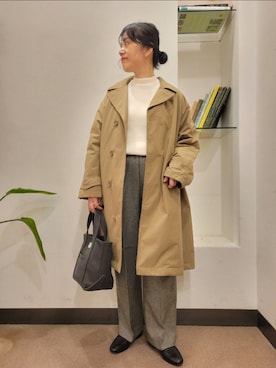 「アイテム（ステンカラーコート）」を使った、浪口　絵美さん（レディース・164cm）の秋コーディネート