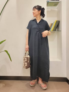 かぐれ 『2サイズ展開』リネンフレンチシャツワンピース かぐれ（カグレ）の「『2サイズ展開』リネンフレンチシャツ