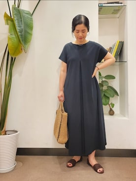 「ペーパーバッグ」｜「アイテム（ワンピース/ドレス）」を使った、emiinamiiさん（レディース・164cm）の夏コーディネート