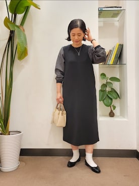 「ドッキングワンピ」｜「アイテム（アクセサリー）」を使った、emiinamiiさん（レディース・164cm）の春コーディネート