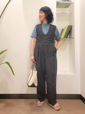 「FORK&SPOON（フォークアンドスプーン）のアイテム（オールインワン・サロペット）」を使った、emiinamiiさん（レディース・164cm）の夏コーディネート