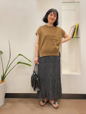 「URBAN RESEARCH DOORS（アーバンリサーチドアーズ）のドロストトートバッグ | 巾着バッグ/2WAY/ハンドバッグ（トートバッグ、ブラック系）」を使った、浪口　絵美さん（レディース・164cm）の夏コーディネート
