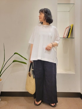「URBAN RESEARCH DOORS（アーバンリサーチドアーズ）のOOFOS　OORIGINAL（サンダル、ブラック系）」を使った、浪口　絵美さん（レディース・164cm）の夏コーディネート