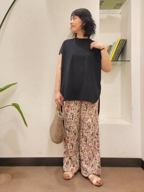 セール】『イージーケア/接触冷感』フラワープリントイージーパンツ