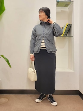 「snowpeak」｜「アイテム（ナイロンジャケット）」を使った、emiinamiiさん（レディース・164cm）の冬コーディネート
