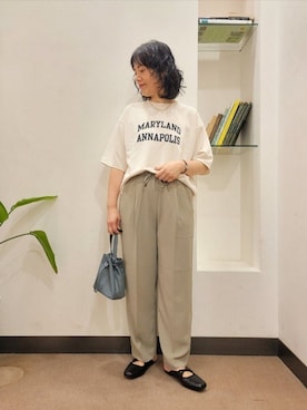 「URBAN RESEARCH DOORS（アーバンリサーチドアーズ）のスクエアトゥリボンミュール（サンダル）」を使った、浪口　絵美さん（レディース・164cm）の夏コーディネート