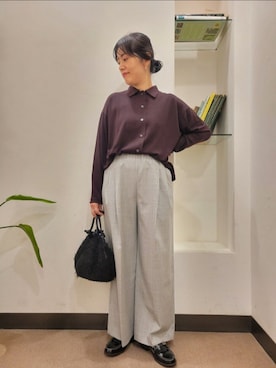 「HARUTA（ハルタ）の『別注』HARUTA×DOORS　キルトローファー（ローファー）」を使った、浪口　絵美さん（レディース・164cm）の秋コーディネート