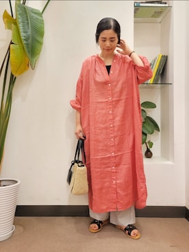 「ペーパーバッグ」｜「アイテム（ワンピース/ドレス）」を使った、emiinamiiさん（レディース・164cm）の夏コーディネート