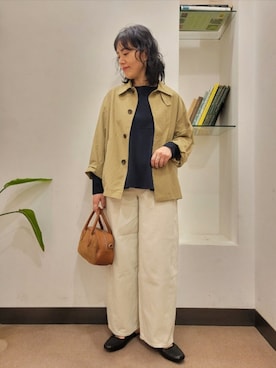 「アイテム（ステンカラーコート）」を使った、浪口　絵美さん（レディース・164cm）の秋コーディネート
