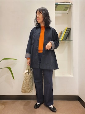 「アイテム（ステンカラーコート）」を使った、浪口　絵美さん（レディース・164cm）の秋コーディネート