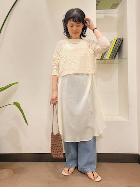 「アイテム（チュニック）」を使った、emiinamiiさん（レディース・164cm）の夏コーディネート