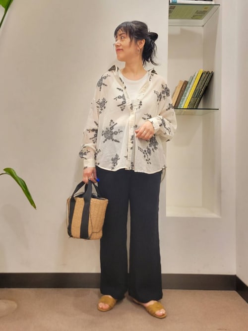 URBAN RESEARCH DOORS ブラウス シャツ メッシュエンブロイ