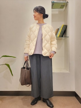 「アイテム（ダウンジャケット/コート）」を使った、浪口　絵美さん（レディース・164cm）の秋コーディネート