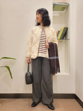 「アイテム（ダウンジャケット/コート）」を使った、浪口　絵美さん（レディース・164cm）の秋コーディネート