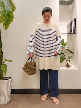 「アーバンリサーチドアーズ」｜「アイテム（チュニック）」を使った、浪口　絵美さん（レディース・164cm）の夏コーディネート