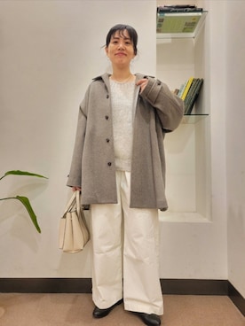 「アイテム（ステンカラーコート）」を使った、浪口　絵美さん（レディース・164cm）の秋コーディネート
