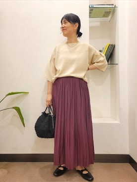 「POMTATA（ポンタタ）のPOMTATA　OTIS envan tote S（ハンドバッグ）」を使った、浪口　絵美さん（レディース・164cm）の秋コーディネート