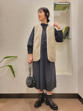 「トレンド秋素材コーデ」｜浪口　絵美さん（レディース・164cm）の秋コーディネート