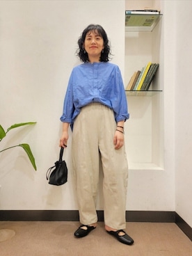 「URBAN RESEARCH DOORS（アーバンリサーチドアーズ）のスクエアトゥリボンミュール（サンダル）」を使った、浪口　絵美さん（レディース・164cm）の夏コーディネート