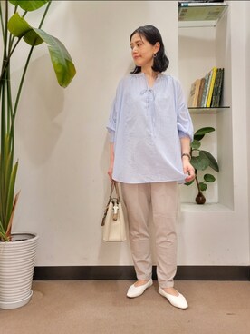 「袖ボリューム」｜「アイテム（バレエシューズ）」を使った、emiinamiiさん（レディース・164cm）の春コーディネート