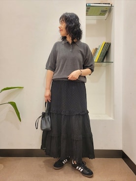 「アイテム（ポロシャツ）」を使った、浪口　絵美さん（レディース・164cm）の秋コーディネート