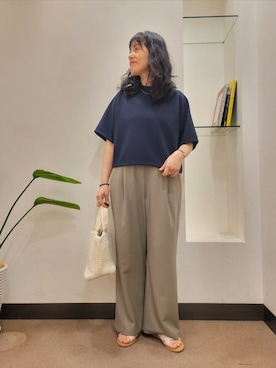 「URBAN RESEARCH DOORS（アーバンリサーチドアーズ）の『別注』beej×DOORS　ワッフルトートバッグ（トートバッグ、ホワイト系）」を使った、浪口　絵美さん（レディース・164cm）の春コーディネート