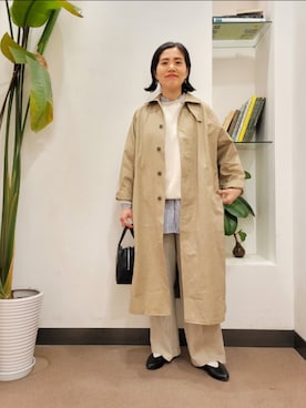 「URBAN RESEARCH DOORS WOMENS」｜「アイテム（ステンカラーコート）」を使った、浪口　絵美さん（レディース・164cm）の春コーディネート