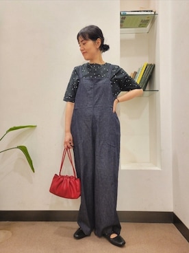 「アイテム（オールインワン・サロペット）」を使った、浪口　絵美さん（レディース・164cm）の夏コーディネート