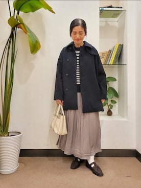 「アーバンリサーチドアーズ」｜「アイテム（ピーコート）」を使った、浪口　絵美さん（レディース・164cm）の秋コーディネート