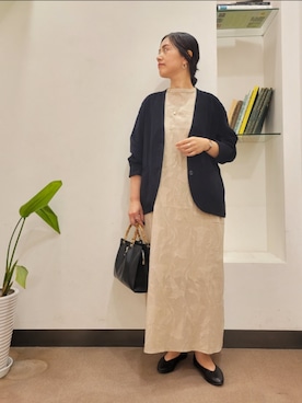 「ジャガード」｜「アイテム（その他アウター）」を使った、浪口　絵美さん（レディース・164cm）の秋コーディネート