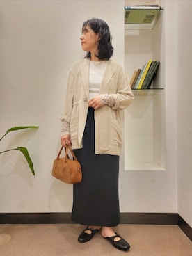 「オンオフ兼用」｜「アイテム（バッグ）」を使った、浪口　絵美さん（レディース・164cm）の秋コーディネート