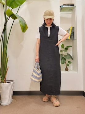 「teva」｜「アイテム（キャップ）」を使った、浪口　絵美さん（レディース・164cm）の春コーディネート