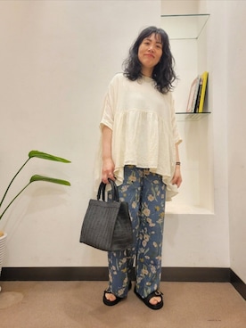 「柄パンツ」｜浪口　絵美さん（レディース・164cm）の春コーディネート