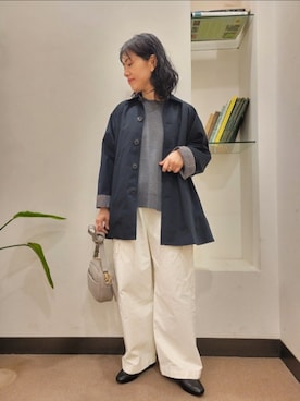 「アイテム（ステンカラーコート）」を使った、浪口　絵美さん（レディース・164cm）の秋コーディネート