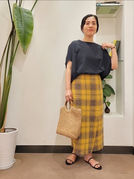 「URBAN RESEARCH DOORS（アーバンリサーチドアーズ）のコクーンシルエットプルオーバー（Tシャツ/カットソー）」を使った、浪口　絵美さん（レディース・164cm）の夏コーディネート