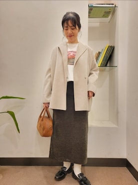 「HARUTA（ハルタ）の『別注』HARUTA×DOORS　キルトローファー（ローファー）」を使った、浪口　絵美さん（レディース・164cm）の秋コーディネート