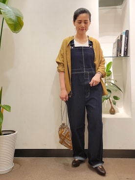 「とろみシャツ」｜「アイテム（サロペット/オーバーオール）」を使った、emiinamiiさん（レディース・164cm）の秋コーディネート