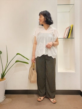 「PLAKTON（プラクトン）のPLAKTON　フラットサンダル（サンダル）」を使った、浪口　絵美さん（レディース・164cm）の夏コーディネート
