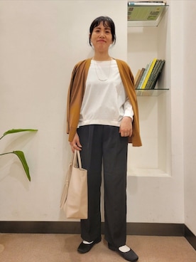 「オンオフ兼用」｜「アイテム（バッグ）」を使った、浪口　絵美さん（レディース・164cm）の秋コーディネート