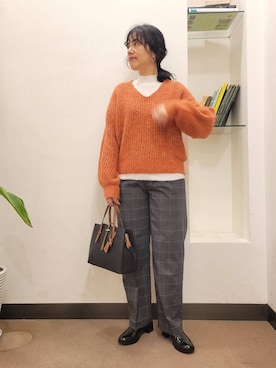 「アイテム（レインシューズ）」を使った、浪口　絵美さん（レディース・164cm）の冬コーディネート