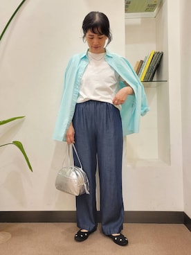 「アイテム（ボストンバッグ、シルバー系）」を使った、浪口　絵美さん（レディース・164cm）の夏コーディネート