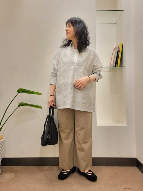 【美品】&amp;byP&amp;D スキッパーシャツ ブラウス シアー 長袖 セール】シアーレーススキッパーシャツ（シャツ/ブラウス）｜SOCCE